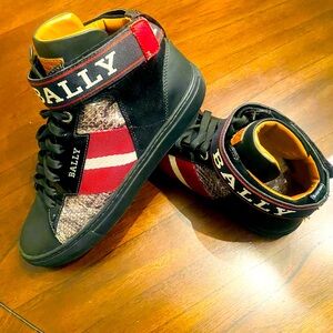 Bally Heros Sneakers High Top Snake Skin Leather Men’s Size 7D Shoes Ankle Strap